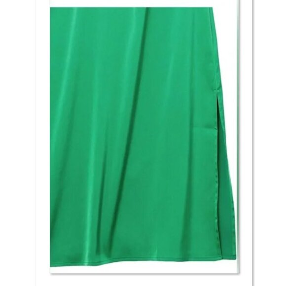 The Drop Women's Ana Silky V-Neck Midi Slip Dress - Emerald Green - L - NWT - Picture 4 of 7